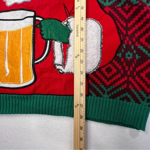 Ugly Christmas Sweater Santa Beer and Shot Size XL Holds Beer Bottle - Picture 3 of 16